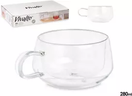 Puodeliai stikliniai 6 vnt su dvigubomis sienelėmis 280 ml Vivalto 85368