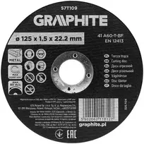 Graphite Pjovimo diskas, aliuminio oksidas metalui 125 x 1,5 x 22,2 mm, 41 A60-T-BF