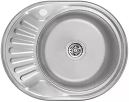 Kriauklė virtuvinė AB 570X450X0.8MM su paviršiumi, dešinėje, satininė, su sifonu