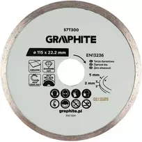 Graphite Deimantinis pjovimo diskas, 115 x 22,2 mm, šlapiam pjovimui