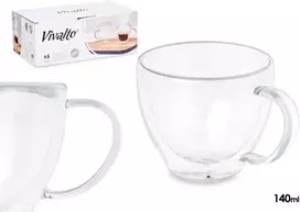 Stikliniai puodeliai su dvigubomis sienelėmis, 6 vnt. 140 ml, Vivalto