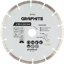 Graphite Deimantinis segmentinis pjovimo diskas, 180 x 22,2 mm, sausam ir šlapiam pjovimui