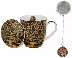 Bikuvalt DUO Porceliano puodelis su sieteliu ir dangteliu 400ml,"Gyvybės medis"