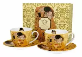 Bikuvalt DUO Porcelianiniai puodeliai su lėkštutėmis 2vnt 250ml,G.Klimt Bučinys