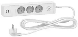 Schneider Electric Ilgiklis Schneider, 3 lizdai, 1,5 m, baltas, + 2 USB; ST943U1W