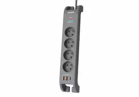 Philips Listwa antyprzepięciowa 2m, 4 gniazda, 1xusb-c, 2xusb-a,pd 20w / qc 18w, 2400 j ochrony przeciwprzepięciowej