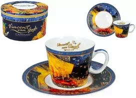 Carmani Puodelis su lėkštute 1vnt,100ml,Van Gogh, Kavinės terasa naktį