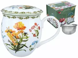 Carmani puodelis su sieteliu ir dangteliu 450ml "Pievų gėlės"