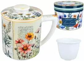 Carmani puodelis su sieteliu/dangteliu 420ml "Žolelės"