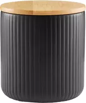 Keraminis maisto laikymo indelis AMBITION CURLY, su bambukiniu dangt., juodos sp., 0.6 L