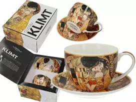 Carmani Puodelis su lėkštute 240ml, G.Klimt,"Bučinys"