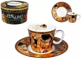 Carmani Puodelis su lėkštute 1vnt,100ml,G.Klimt" Bučinys"