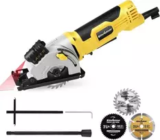 Enventor mini diskinis pjūklas 580 W su lazerine linija, reguliuojamu pjovimo gyliu ir 3 diskais, modelis 76601 l-1
