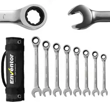 Enventor veržliarakčių su terkšle rinkinys 8 vnt., metriniai, 8–19 mm, Cr-V plienas, DS001