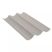 Perforuota prancūziško batono kepimo forma, 3 grioveliai, anglinio plieno, nelimpanti danga, smėlio spalvos, 38 × 24,5 cm, „kinghoff“, kh-1970