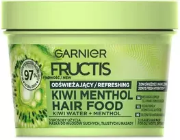 Garnier „Fructis Hair Food Kiwi Menthol“ kaukė sausiems ir riebiems plaukams prie šaknų, 400 ml