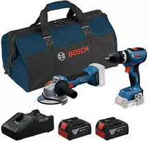 Rinkinys įrankių Bosch BOSCH Rinkinys COMBO 18V (GSB 18V-65, GWS 18V-8) 2x4,0Ah KREPŠYS