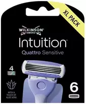 Wilkinson Sword Wilkinson Intuition Quattro Sensitive skutimosi kasetė su 4 peiliukais, 6 vnt.
