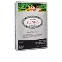 Pagaminta Indijoje pagal Elfam Herbalshop SIA, Latvija užsakymą Natūralūs juodi plaukų dažai Juodas, Indian Henna, 100g