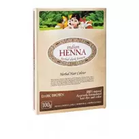 Pagaminta Indijoje pagal Elfam Herbalshop SIA, Latvija užsakymą Natūralūs tamsiai rudi plaukų dažai Dark Brown, Indian Henna, 100g