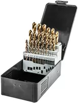 Grąžtas Wiertła HSS-TiN metalo grąžtai 1,0–13,0 mm, 25 vnt. rinkinys