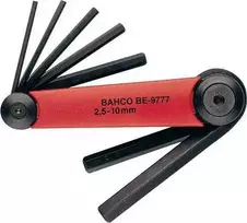 BAHCO šešiakampių raktų rinkinys, juodas, metrinis, 7 dalių, 2,5-3-4-5-6-8-10 mm, montuojamas peilių laikiklyje