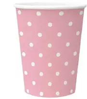 Vienkartiniai puodeliai PAW Rožinė Dots, 250 ml, 8 vnt.