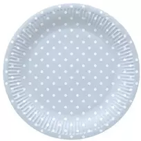 Vienkartinės lėkštės PAW Mėlyna Dots, Ø 23 cm, 8 vnt.