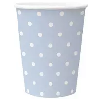 Vienkartiniai puodeliai PAW Mėlyna Dots, 250 ml, 8 vnt.