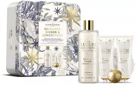 The Luxury Bathing Kūno priežiūros dovanų rinkinys skardinėje dėžutėje. Bergamotės, imbiero ir citrinžolės kvapas (5 vnt.).