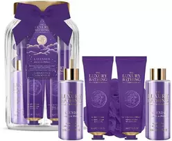 The Luxury Bathing Kūno priežiūros dovanų rinkinys stikliniame indelyje Levandos 5 vnt