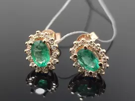 Best Diamonds Auksiniai auskarai su briliantais ir smaragdais