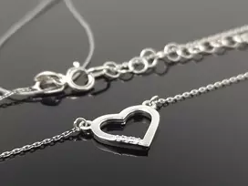 Best Diamonds Balto aukso grandinėlė Širdelė su briliantais