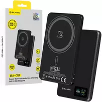 Blavec Power Bank 5000mAh BJ-03 Ultra Slim 7,8mm – Type C – 22,5W magnetic Magsafe 3 in 1 (PBBJ03-MC5B) juodos spalvos aluminum