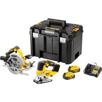 DeWALT pjūklų rinkinys DCK2012P2T-QW, 18V, 2 x 5.0Ah, DCS570 pjūklas 5500 aps./min, 65mm pjovimo galia, DCS334 pjūklas
