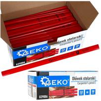 Geko medžio apdirbimo pieštukas G29006 240 mm HB 100 vnt raudonas, plokščias profilis, patvarus