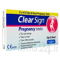 Pasante nėštumo testai Clear Sign Dip & Read (juostelė), 3 vnt.