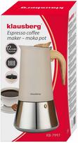 Moka kavinukas Klausberg KB 7997, 0.6 l, sidabro sp./smėlio sp.