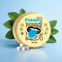 Fresmy dantų pastos tabletės su mėtų aromatu (su fluoru), 30 vnt.