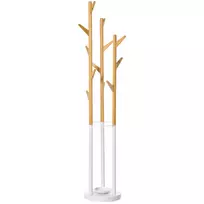 Drabužių kabykla Homcom 30,5x30,5x174,5cm., baltos/šviesiai rudos spalvos