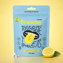 Fresmy citrinų skonio dantų pastos tabletės (be fluoro), 124 vnt.