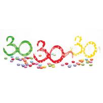 Popieriniai akiniai „30 metų“, 3 spalvų, 6 vnt.