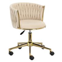 Meistro kėdė Velvet Gold su atlošu – smėlio spalvos