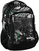 Mokyklinė kuprinė Paso BeUniq Cyber Pixel, balta sp./juoda sp./žalia sp., 41 cm x 30 cm x 18 cm