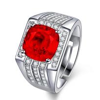 Square Diamond Red Blue Green High Carbon Diamond Ring Novel Open Three Life Three Worlds Colorful Treasure Ring