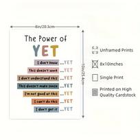 1pc The Power Of Yet Typographic Therapy Office Decor Poster Room Wall Decor Boho Classroom Growth Mindset Mental Health Poster juoda