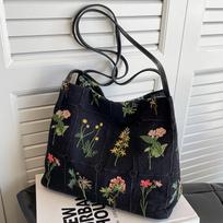Large Capacity Canvas Embroidered Tote Bag - Women's Spring/Summer 2024 Shoulder/Commute Bucket Bag juoda