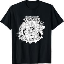 Mademark x Teenage Mutant Ninja Turtles - Original Teenage Mutant Ninja Turtles Classic Black & White T-Shirt S juoda