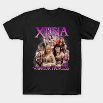 Men Black Print T-shirt Xena Warrior Princess Cast No-Cut Transfer Paper Print Cotton Tshirt 4XL juoda