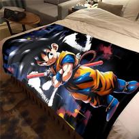 1PC Cartoon Son Goku Print Flannel Blanket, High quality All Seasons, Home Decor, Warmth and Comfort, Perfect for Christmas Gifts 80cm x 120cm